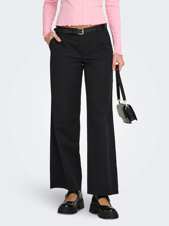 Only Wide Women's Chino Trousers Black Only Wide Women's Chino Trousers Black