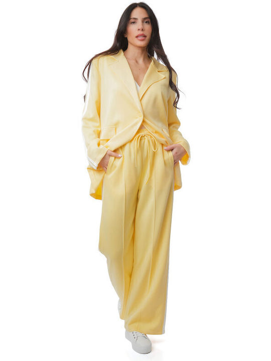 Yellow Set Trousers Jacket Stripes