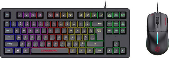Zeroground Soki v3.0 Σετ Gaming Πληκτρολόγιο με RGB φωτισμό & Ποντίκι (Αγγλικό US) Γκρι