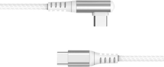 Force Power Usb-c To Usb-c 60w 3a Angled Reinforced Charge Sync Cable 2m White