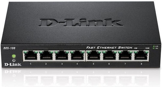 D-Link DES-108 Unmanaged L2 Switch με 8 Θύρες Ethernet