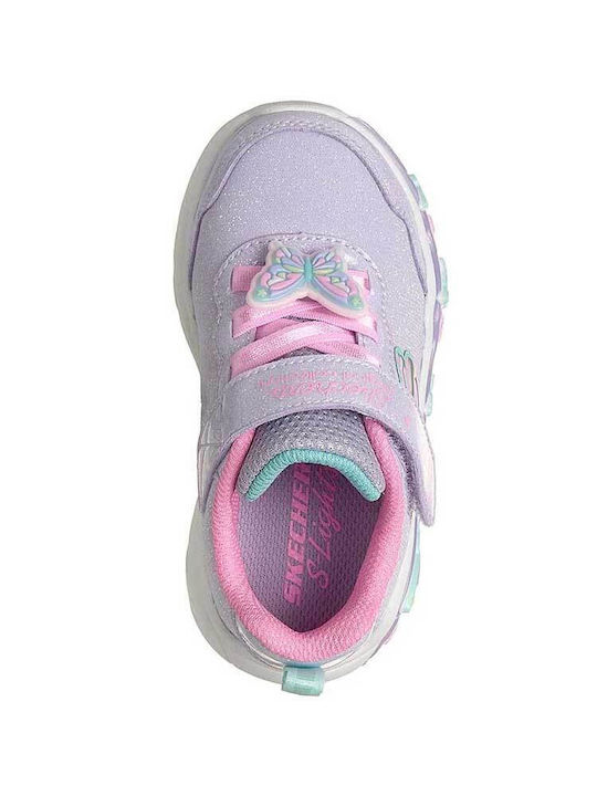 Kids Sneakers with Hoop & Loop Closure & Lights Purple