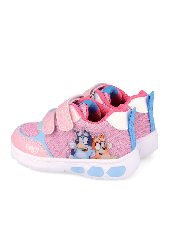 Παιδικά Sneakers Ανατομικά με Σκρατς & Φωτάκια Ροζ