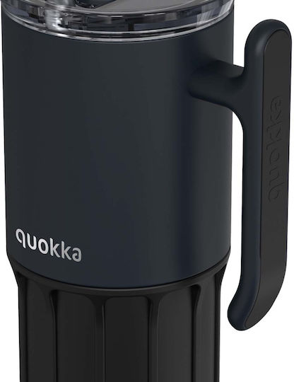 Quokka Handled Tumbler Θερμός Ανοξείδωτο BPA Free 720ml Black με Καλαμάκι και Λαβή