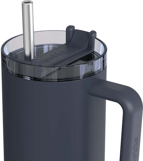 Quokka Handled Tumbler Stainless Steel BPA Free 1.2L Black with Straw and Handle