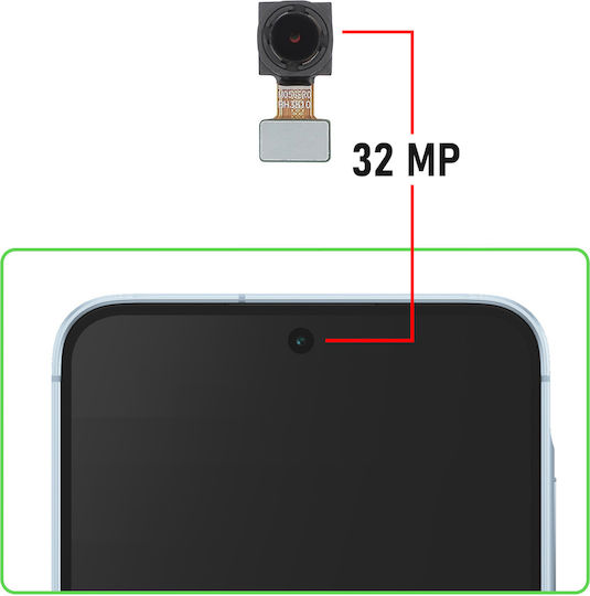 Clappio Compatible Front Camera Galaxy A55 32mp Selfie Sensor Black