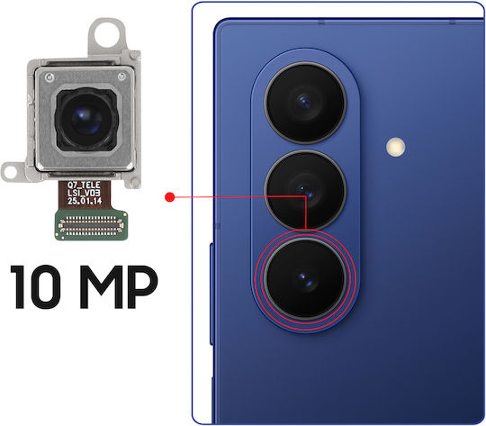 Samsung Original Cameră Telefoto Din Spate 10mp Galaxy Z Fold7 Pachet Service Negru Argintiu