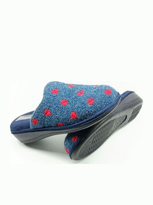 Anatomische Wollene Damen Hausschuhe Blau