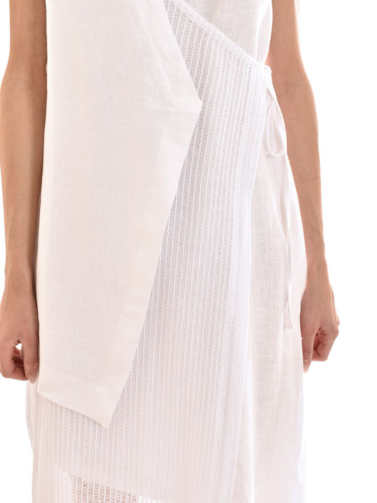Ärmellose Damen Strickjacke Weiß