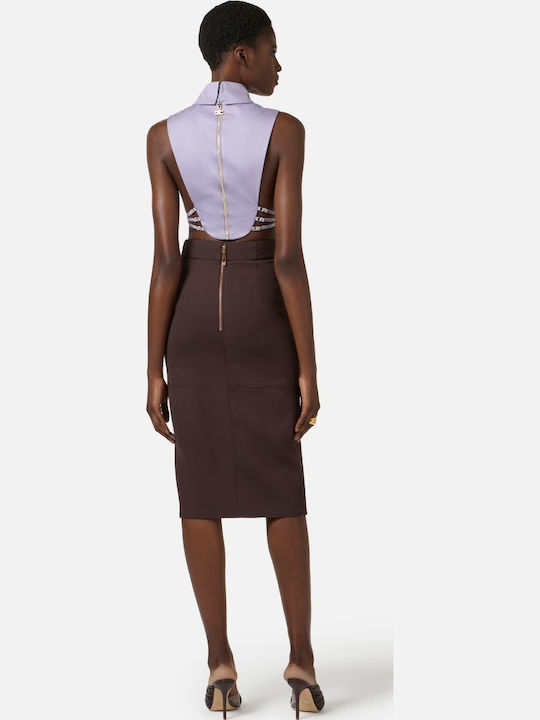 Elisabetta Franchi Midi Fustă Cacao