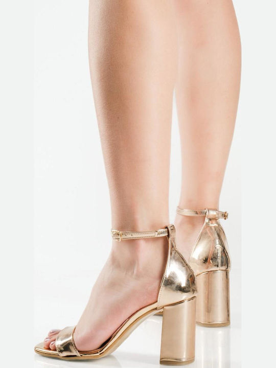 Damen Sandalen Fase Baretta Mit Strass Metallische Bronze Farbe