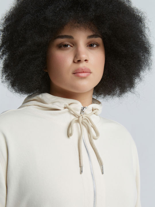 Women's Sweatshirt Jacket Hooded Beige