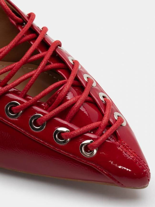 Mules with Thin High Heel in Red Color