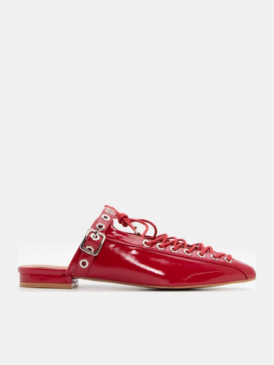 Mules with Thin High Heel in Red Color