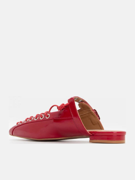 Mules with Thin High Heel in Red Color