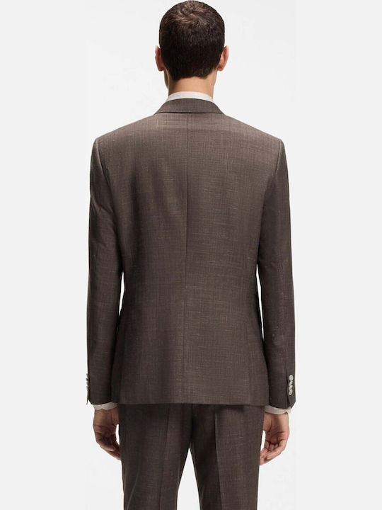 Men's Summer Suit Jacket Slim Fit Dark Brown
