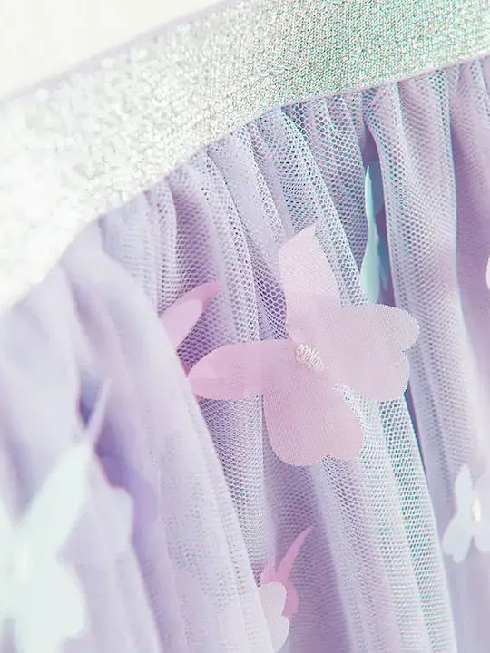 Children's Dress Short Sleeve Tulle White, Purple