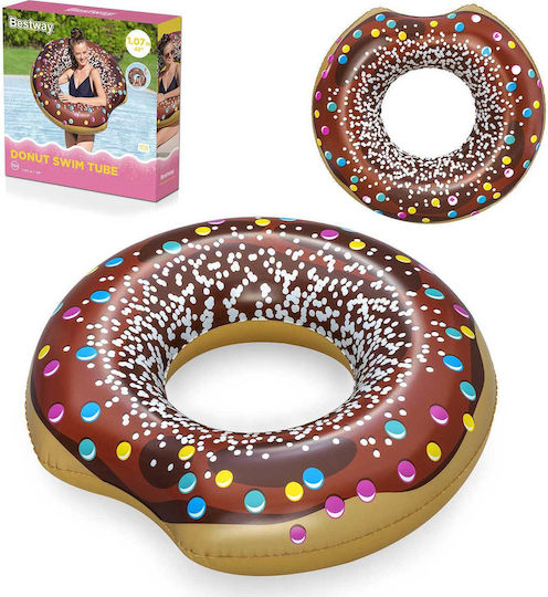 Brown Inflatable Beach Swimming Ring Donut 107cm Bestway
