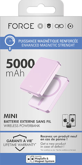 Force Power MagSafe Power Bank 5000mAh 15W mit USB-C Anschluss Rosa
