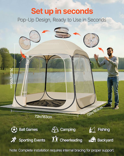 Vevor Winter Fishing Camping Tents Pop Up Transparent 183x183x195cm
