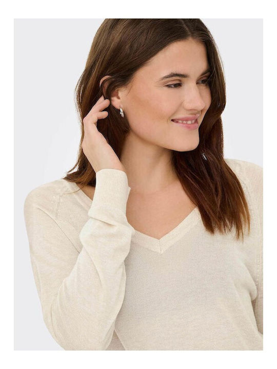 Vienna Damen Pullover mit V-Ausschnitt Beige