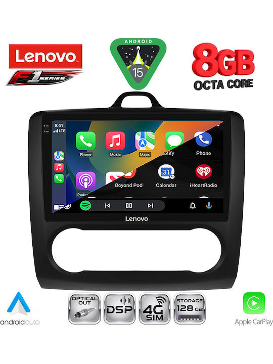 Lenovo Car Audio System for Ford Focus 2005-2012 with Clima (Bluetooth/USB/WiFi/GPS/Apple-Carplay/Android-Auto) with Touch Screen 9"
