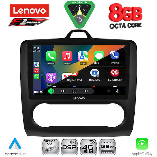 Lenovo Ηχοσύστημα Αυτοκινήτου για Ford Focus 2005-2012 με Clima (Bluetooth/USB/WiFi/GPS/Apple-Carplay/Android-Auto) με Οθόνη Αφής 9"