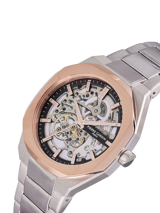 Pierre Cardin Herrenuhr 42mm Batterie mit Silber Metallarmband