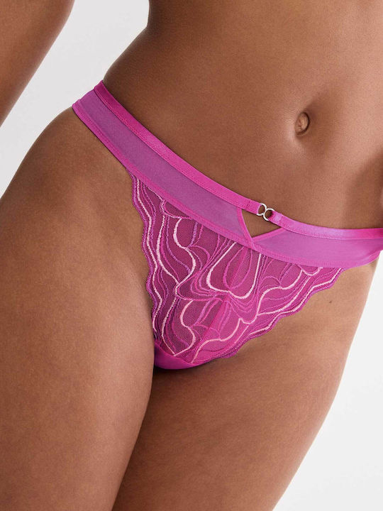 Palina Γυναικείο String με Δαντέλα Plum Fusion