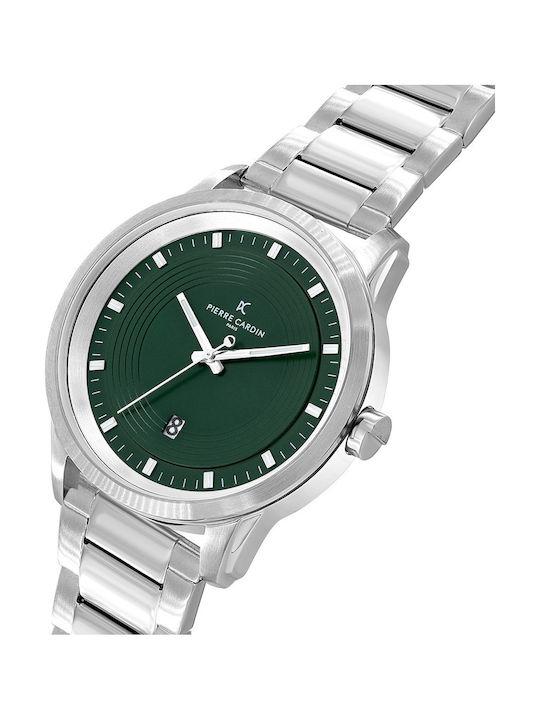 Pierre Cardin Herrenuhr 45mm Batterie mit Silber Metallarmband