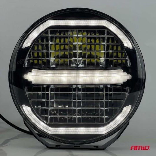 Amio LED Work Light & Long Range Flash Round Shape Operating Voltage 9v-36v White & Yellow Shade 6,000k Power 112w 1 Piece 04534/am Amio 04534/am