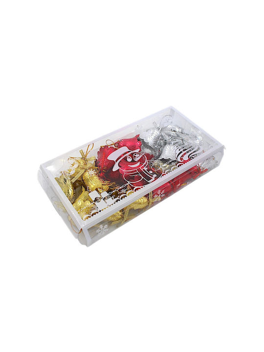 Set of Hanging Red Silver Gold Bells 30 Pieces 4cm 1epx3199