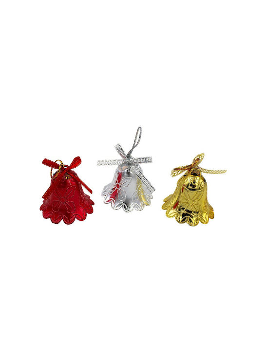Set of Hanging Red Silver Gold Bells 30 Pieces 4cm 1epx3199