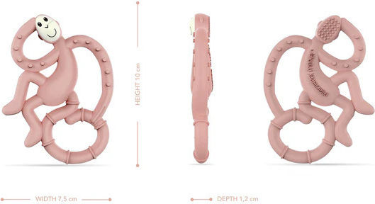 Matchstick Monkey Monkey Teething Ring with Water Made of Silicone for 3 m+ Pink