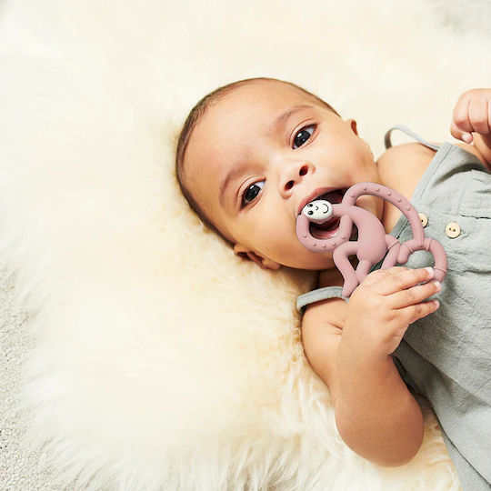 Matchstick Monkey Monkey Teething Ring with Water Made of Silicone for 3 m+ Pink