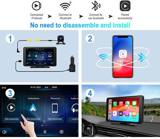 Digital IQ Οθόνη 7" για Ταμπλό Αυτοκινήτου με Apple-CarPlay