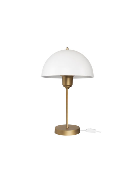 GloboStar Plastic Vintage Table Lamp for Socket E27 with White Shade and Gold Base
