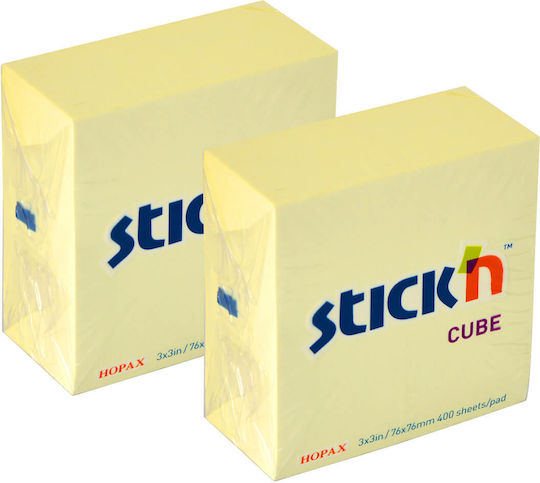 Stick'N Haftnotizen im Würfel 400 Blätter Gelb 7.6x7.6Stück