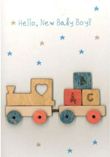 Greeting Card "Hello New Baby Boy!" Train Joy Brand