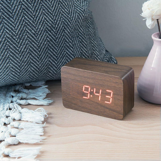 Uncle George Tabletop Digital Clock LED Wooden with Alarm Clock Brown 01.06.04-0003-BRWN