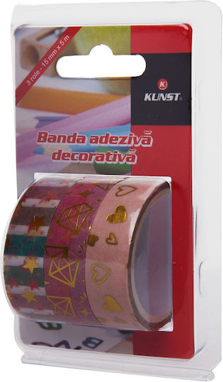 Set 3 Pieces Kunst Love Decorative Adhesive Tape 500x1.5 Cm