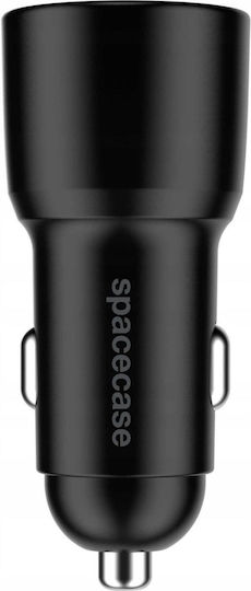 Spacecase Încărcător Auto 60W Încărcare Rapidă cu Porturi: 2xType-C Negru Culoare