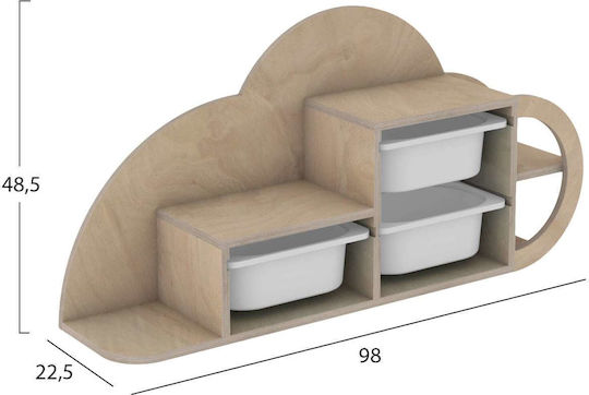 Kids Wall Mount Shelf Beige 98x22.5x48.5cm