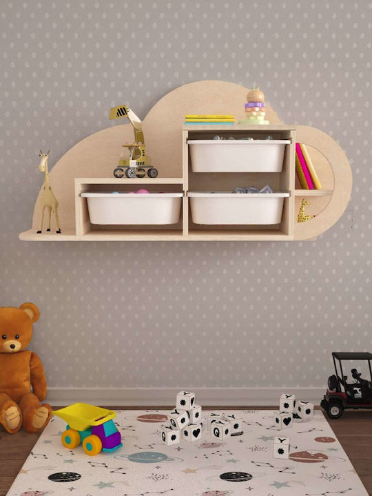 Kids Wall Mount Shelf Beige 98x22.5x48.5cm