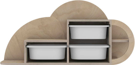 Kids Wall Mount Shelf Beige 98x22.5x48.5cm
