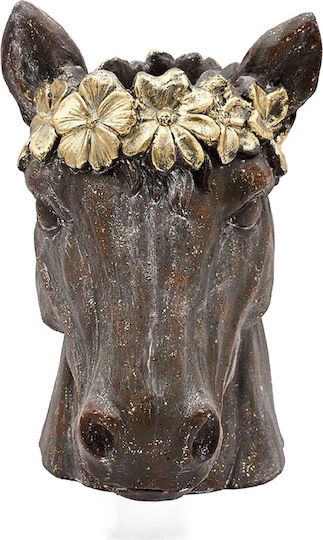 Artekko Animal Brown Plant Pot Horse Head Magnesium 36.5x21.5x34.5 Cm 36.5cm X 21.5cm X 34.5cm