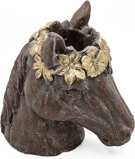 Artekko Animal Brown Plant Pot Horse Head Magnesium 36.5x21.5x34.5 Cm 36.5cm X 21.5cm X 34.5cm