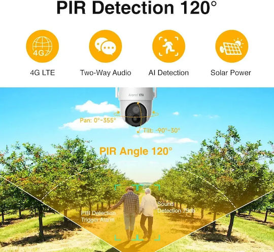 Arenti GO3G+SP2 IP Κάμερα Παρακολούθησης 4G Full HD+ 4MP Αδιάβροχη Μπαταρίας με Αμφίδρομη Επικοινωνία
