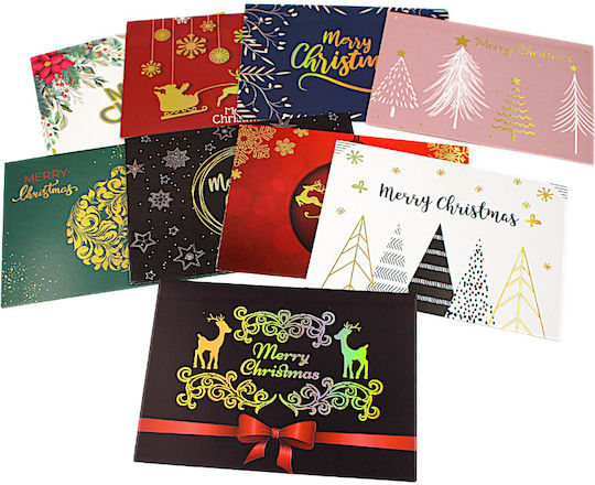 Set 9 Pieces Christmas Greeting Cards 12cm 1epx3012