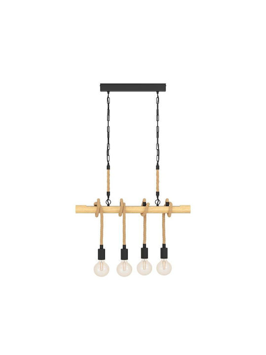 Eglo Youngstown Hängelampe Beige mit Seil für 4 Lampen E27 70cm.